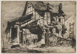 安全でない長屋、1858年（紙にエッチング） 作： James Abbott McNeill Whistler